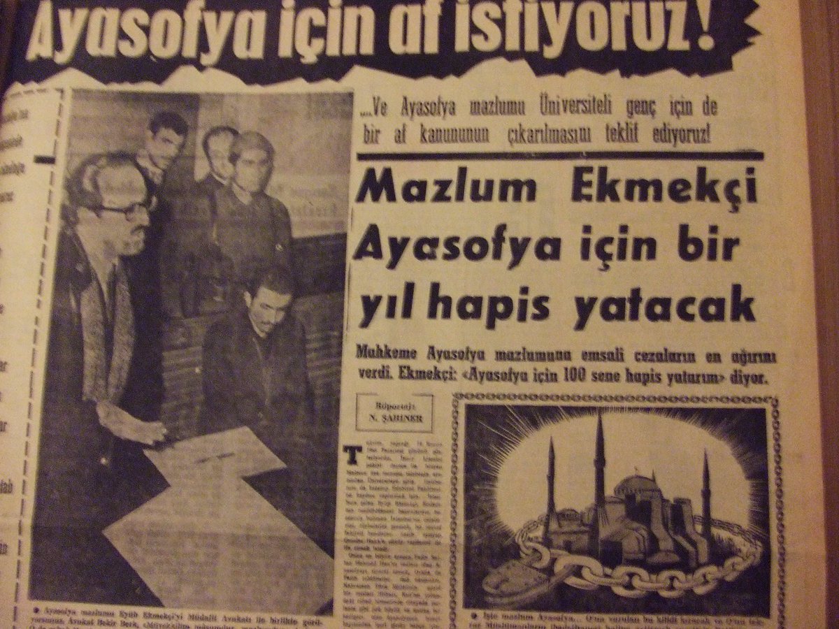 Ayasofya Camii uğruna gazâ edenleri de hatırlamak boynumuzun borcudur

Bediüzzaman Said Nursi'nin talebesi Eyyub Ekmekçi <a href="/EkmekciEyup/">Eyüp Ekmekçi</a> sadece Ayasofya için 1 yıl hapis yatmış 
#AyasofyaCamii