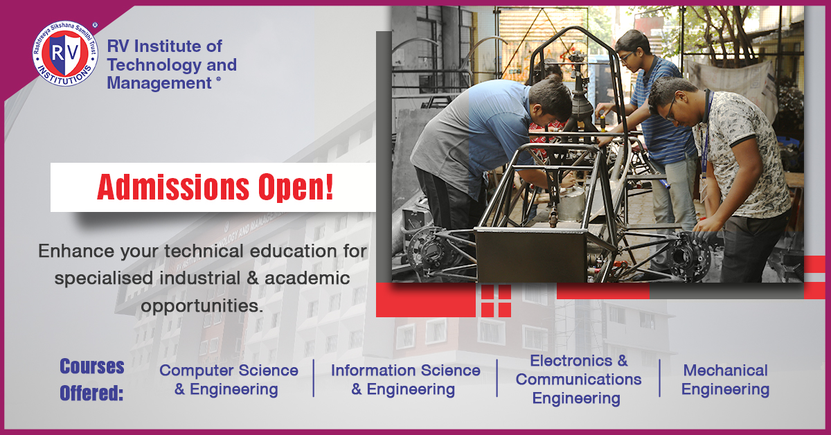 RVInstitutions's tweet photo. Visit us at https://t.co/S7opXmwSLL and apply now to gain a specialised educational experience under the guidance of a qualified faculty and state-of-the-art infrastructure.
#RVInstitutions #RVITM #Admissions #GoChangeTheWorld https://t.co/eKDJRNANMB