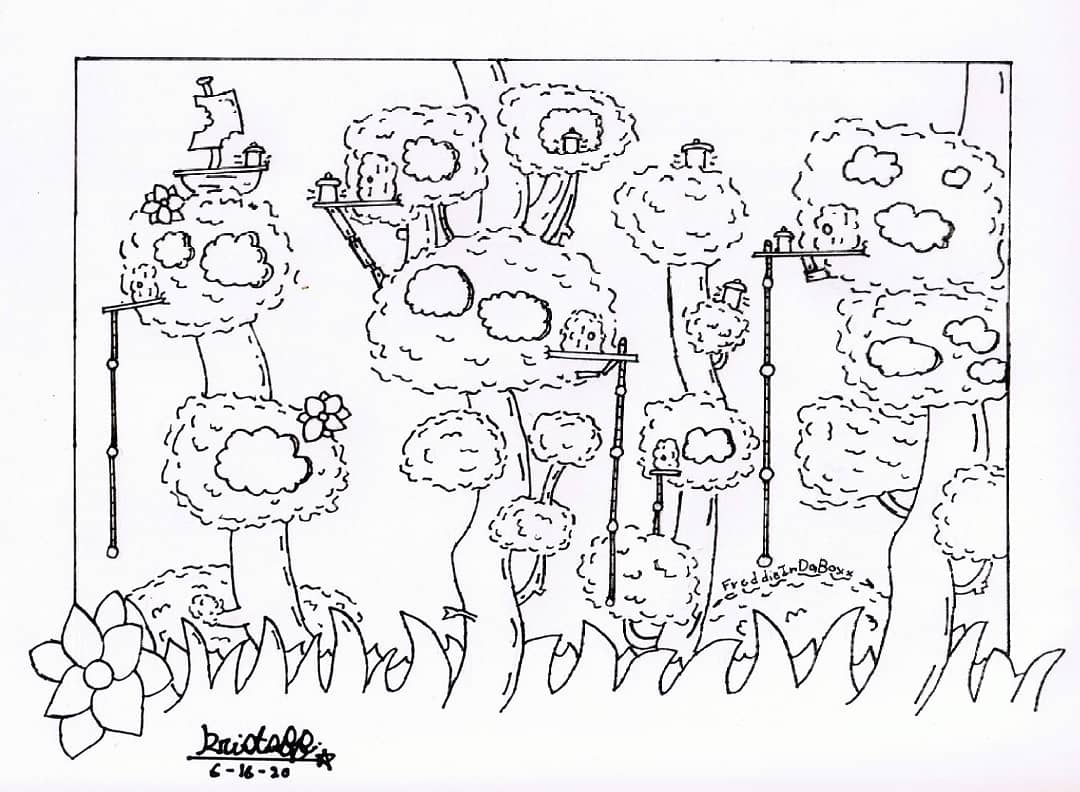 FreddieInDaBoxx's tweet photo. I drew another doodle .w. about fantasy treehouses. | mew 💛
.
.
.
#doodle #doodleart #doodlework #doodles #fantasydoodle #fantasy #treehouse #nature #monochrome #beginner #trees #vines #roots #ropes #grass #doodlefantasy #doodleartwork | ~FreddieInDaBoxx https://t.co/kxnQpwkiHi