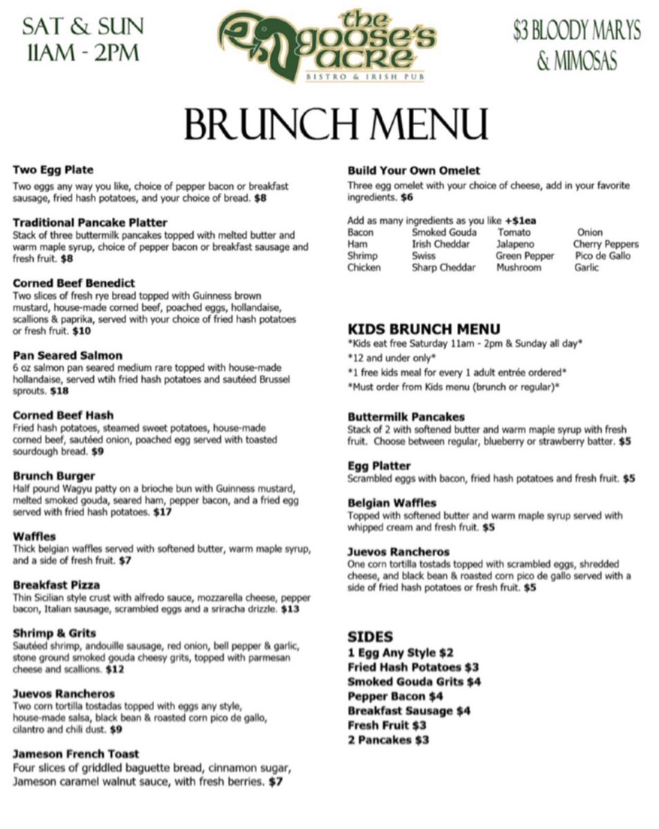 SERVING BRUNCH 
SAT &amp; SUN 11AM - 2PM
New Plated Brunch Menu

Kids 12 &amp; under Eat Free
Kids Menu Only 
(1) for each Adult Entree Ordered

#BloodyMarys #Mimosas 

NO RESERVATIONS REQUIRED

#WaterwayPatios

#Breakfast #Brunch #Lunch #Mimosas #BloodyMarys #TheWoodlandsTX #SpringTX