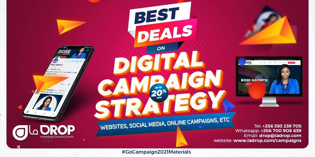 laDROPug's tweet photo. if the cost of traditional media is prohibitive, try digital political campaigns.
 #UgandaDecides2021 #Gocampaign2021material #UgVotes2021 #laDropUG https://t.co/Z1VVBf3I1F