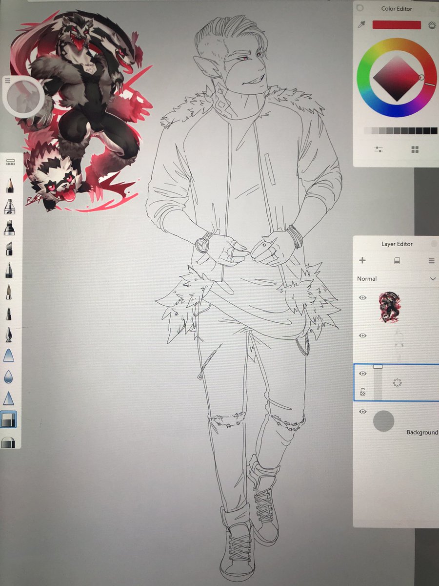 YodaSlim_'s tweet photo. Working on Obstagoon OC. Reference is on the left, I wish I knew the artist. My line work is on the right. https://t.co/QloYWPEHiJ