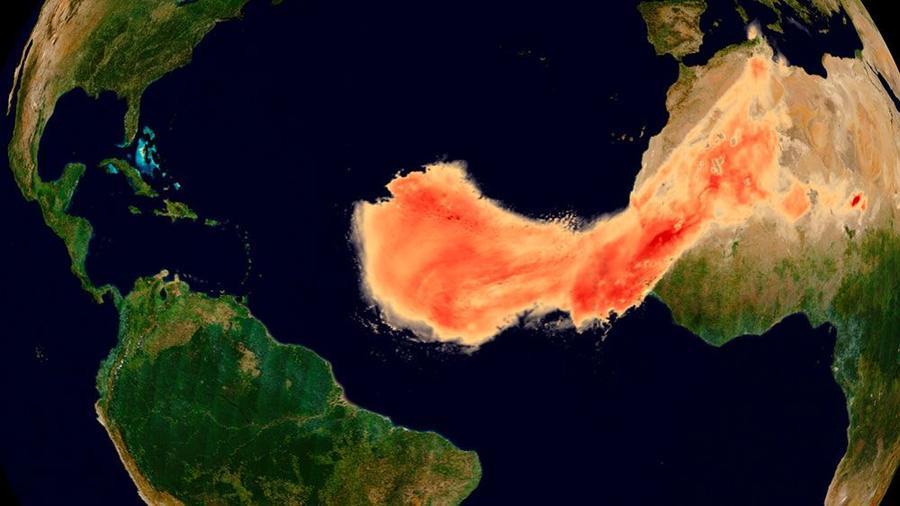 Limportant_fr's tweet photo. Le plus grand nuage de sable du Sahara jamais observé traverse l'Atlantique https://t.co/lC4RQY5AUx #Planète https://t.co/gIHL4Qf9qj