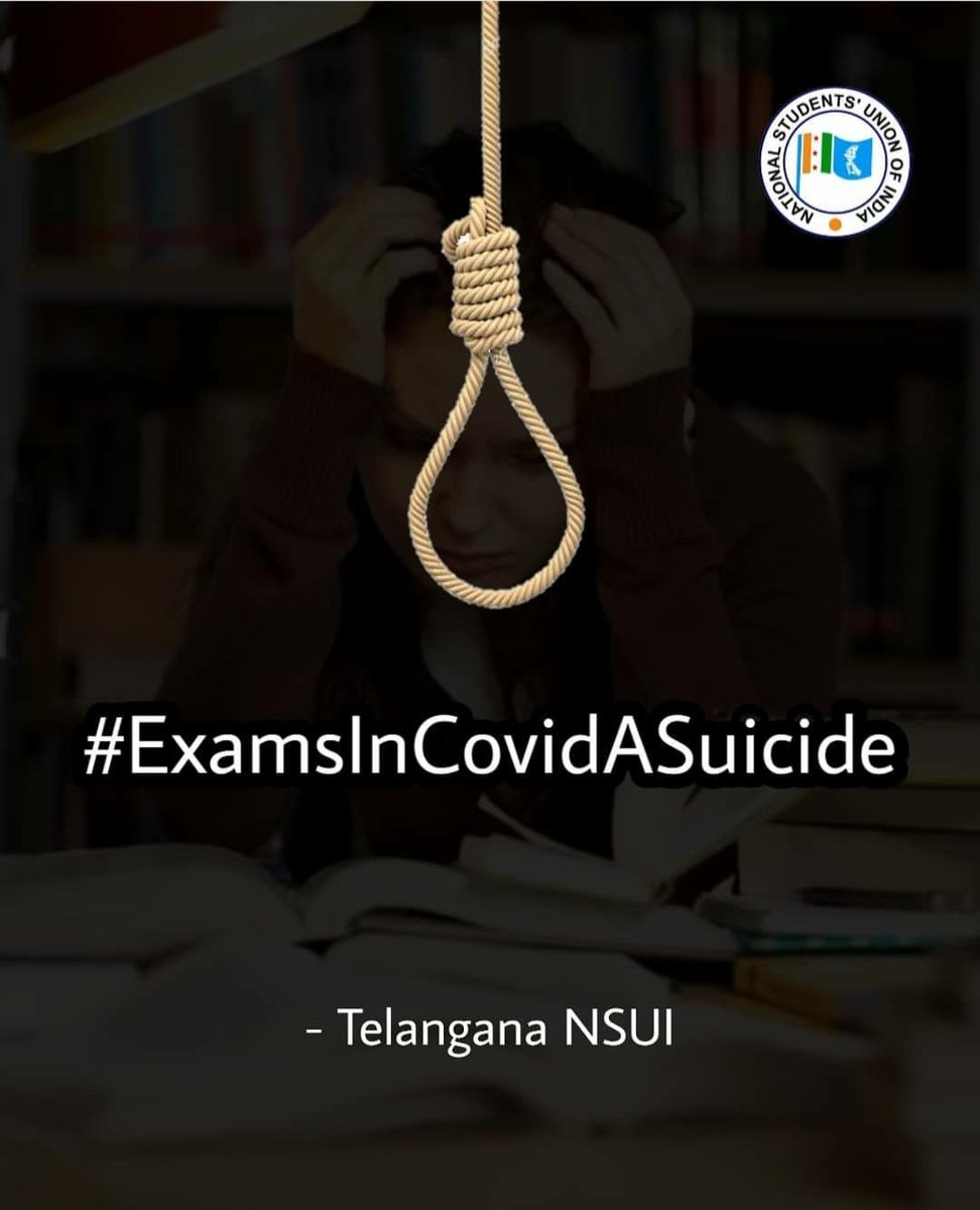 Bhanu1705's tweet photo. #ExamsInCovidASuicide
In this pandemic situation (COVID-19).Govt as taking such aa foolish decisions, By this decisions students are getting mentally depressed. so that cancel the All exams
@VenkatBalmoor 
@KTRTRS 
@ugc_india 
@TSEduDept https://t.co/H7goLAuoxm