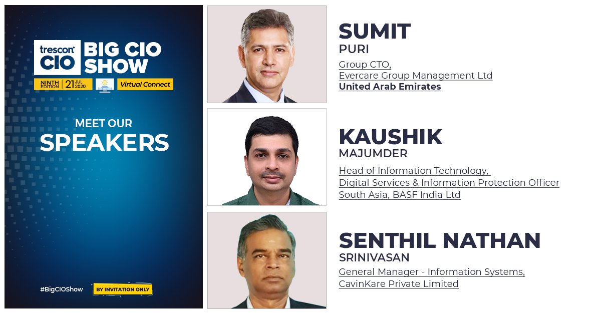 TresconGlobal's tweet photo. World's Top CIOs and Tech leaders are coming together virtually at Big CIO Show

Just 2 days to go!
Have you registered yet?

Register now:https://t.co/CpwXk86peW

#CIO #CSO #CTO #CXO #Technology #Innovators #Futurism #BigCIOShow #Awards https://t.co/orehB8lumK