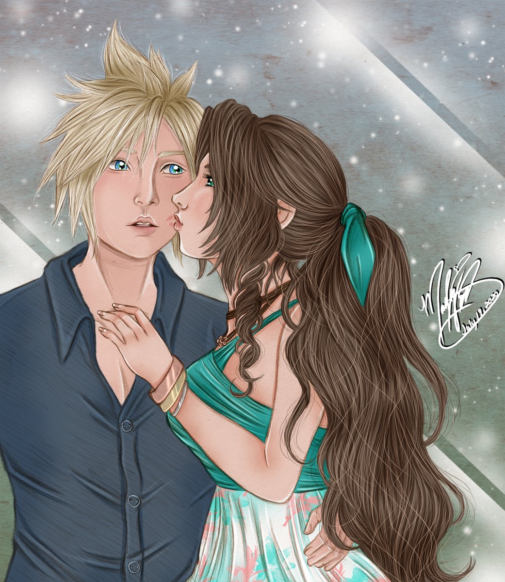 2cryheart_'s tweet photo. #Clerith date night and #Aerith surprises #Cloud with a sweet kiss on the cheek and the evidence to show said kiss! #FF7R #FF7Remake #FinalFantasy7Remake #FFVIIR #FFVIIRemake #FinalFantasyVIIRemake #FF7 #FFVII #Cleris #Clorith  #AerithGainsborough #CloudStrife #Aeris #myart https://t.co/4FjKq2Tp99
