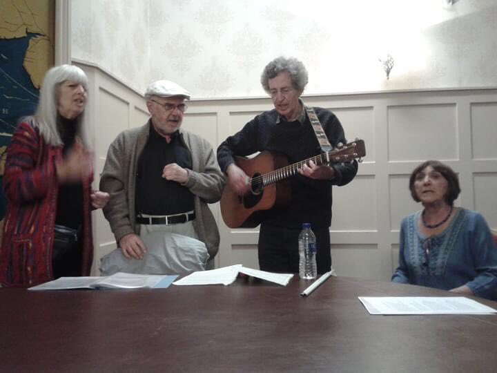 kitbailey's tweet photo. These four fabulous human beings. That’s my childhood, right there. 100% explains everything. #ablessedlife #FrankieArmstrong #RoyBailey #LeonRosselson #SandraKerr https://t.co/GJ5JyPacNj