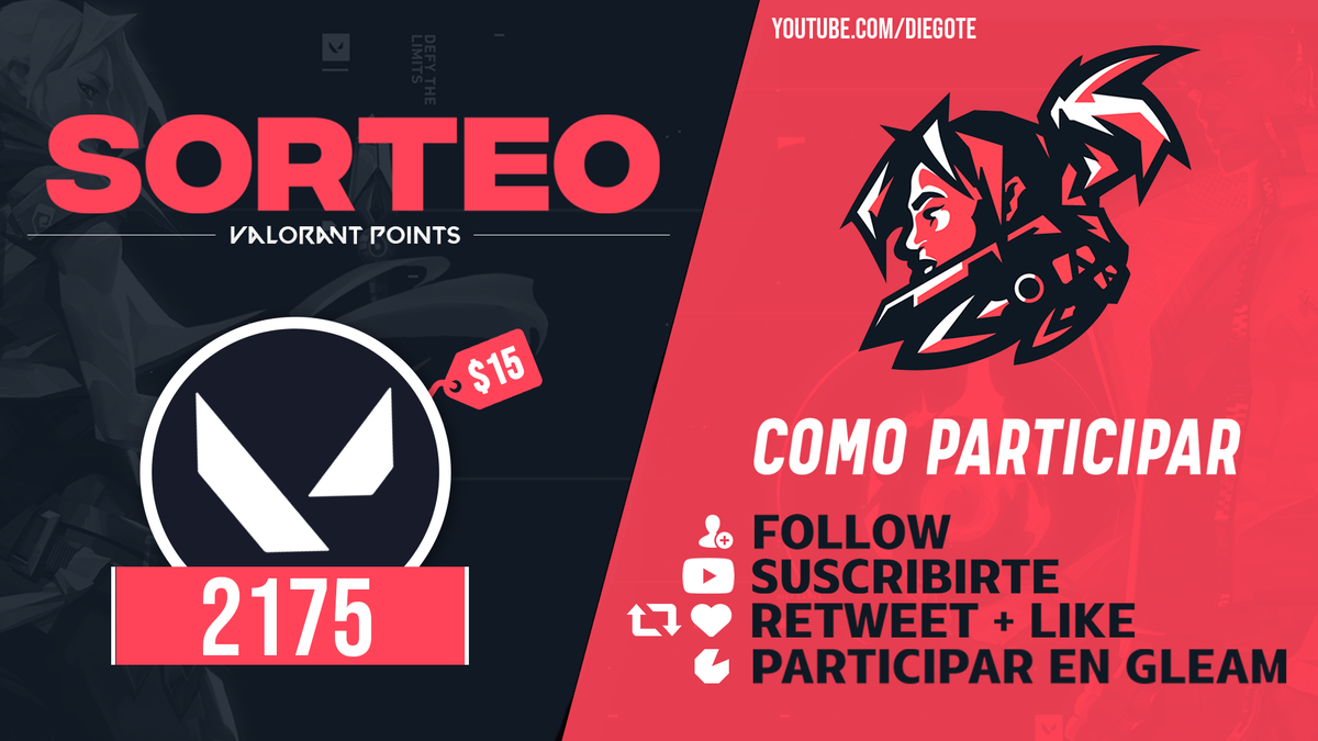 diegotetv's tweet photo. 🎁 #SORTEO

Primer sorteo del canal! Esto es posible gracias a ustedes ❤️

🏆 2175 VALORANT POINTS (us$15)

Requisitos:

1. Participar en https://t.co/iVcHAjZGgM
2. Suscribirte a https://t.co/c2iRpdTOc7
3. Seguirme, dar RT y LIKE
4. Mencionar a 2 amigos

📅 Finaliza el: 05/08/20 https://t.co/F8PbJSQK4S