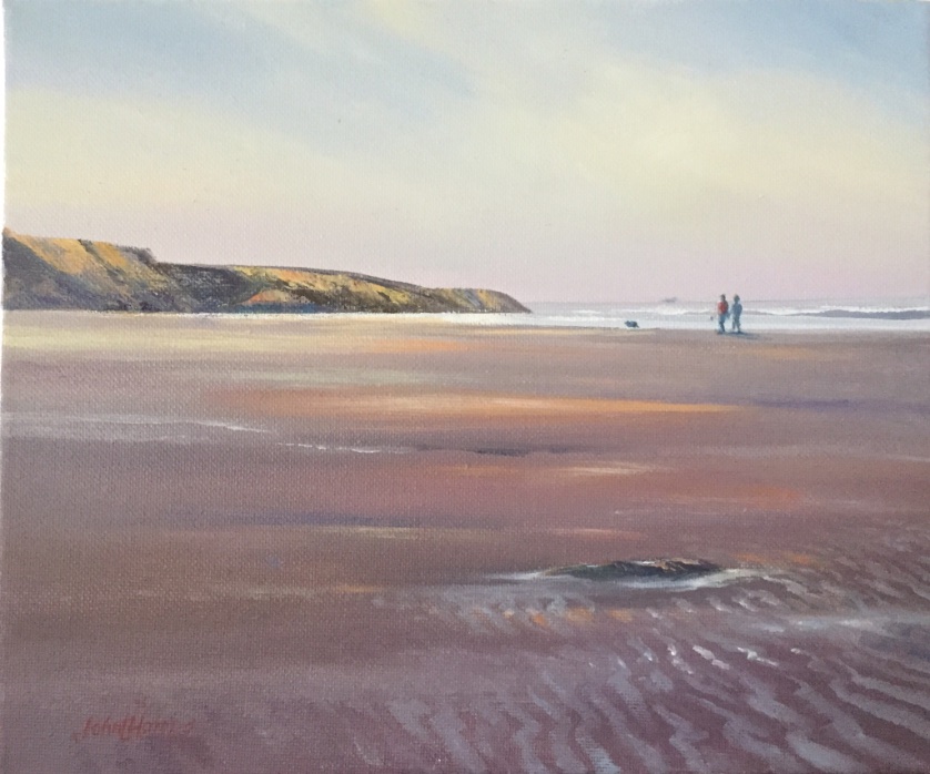 Acrylic of Polzeath painted early morning . So refreshing!