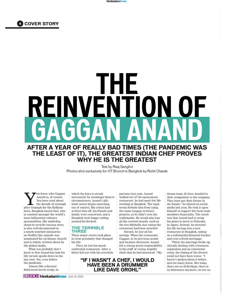 RaajSanghvi's tweet photo. My cover story on the irrepressible @chefgagananand for @HTBrunch today. Thanks @JamalShaikh! #GagganHigh https://t.co/tl9cxRHmKM