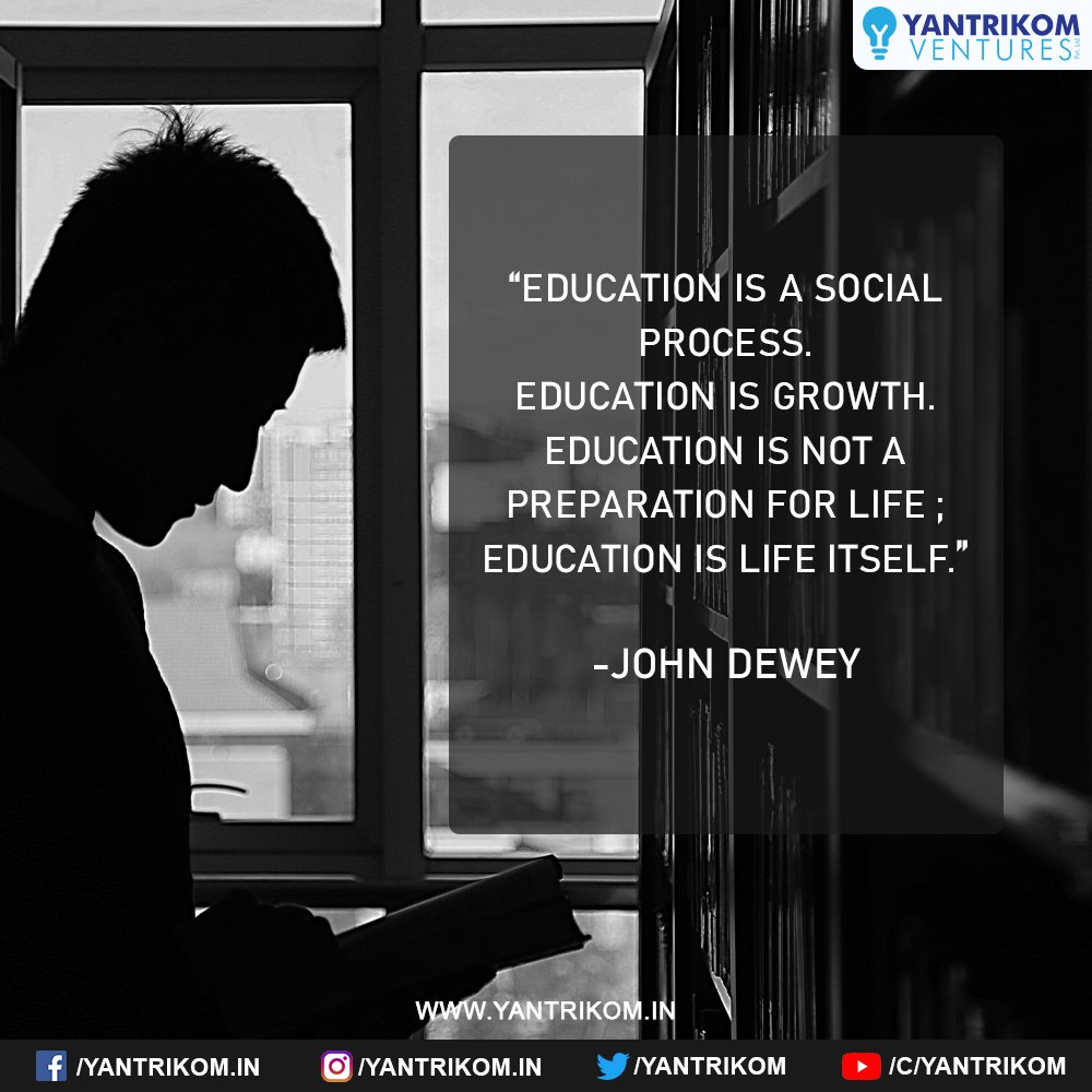 yantrikom's tweet photo. Learn. Implement. Excel.
As John Dewey said, Education is Life Itself!
#yvpl #education #knowledge #wisdom #wise #educationquote #learning #learningquote #students #teachers #educationsystem #schools #careerwith_yvpl #learn_implement_excel https://t.co/7sYgySBVkx