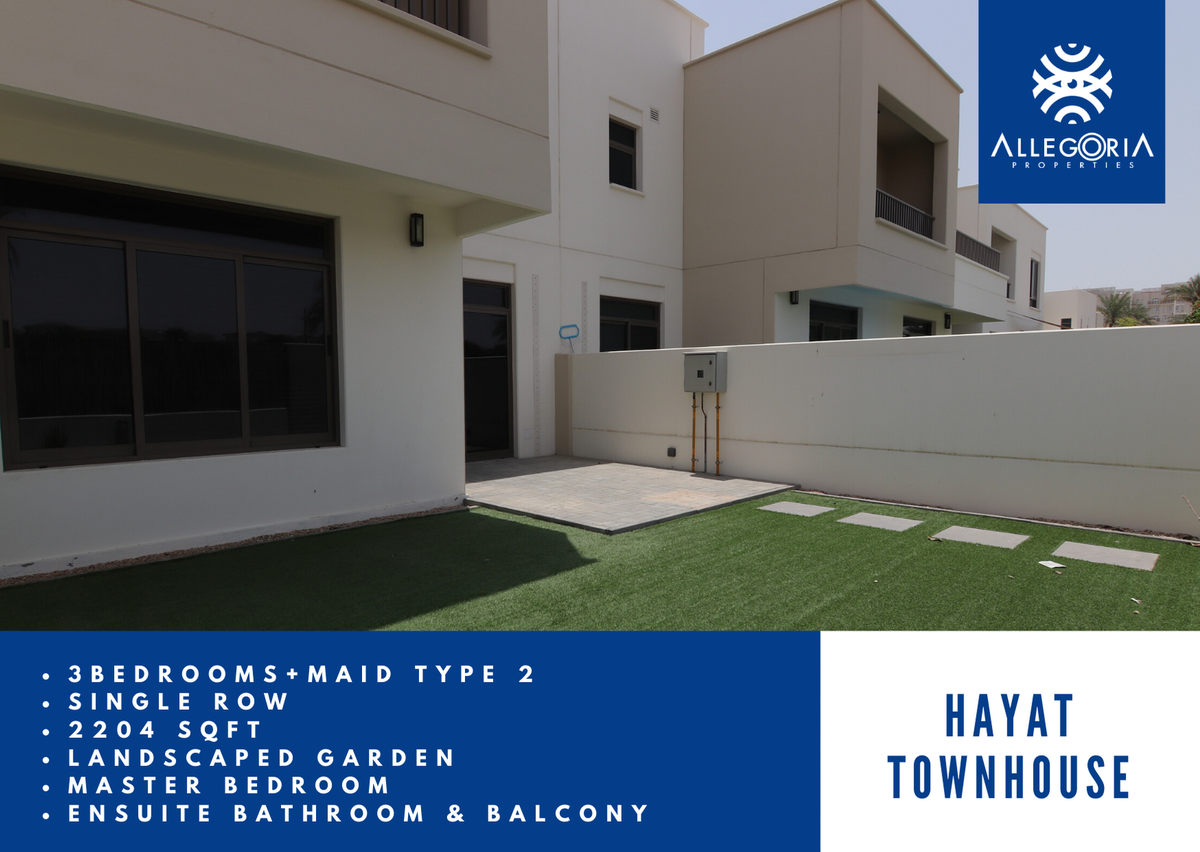 AllegoriaProp's tweet photo. HAYAT TOWNHOUSES ▪️ FOR RENT ▪️ AED 75,000
ALLEGORIA PROPERTIES
▪️ 3Bedrooms+Maid Type 2
▪️ Single Row 
▪️ 2204 SQFt
▪️ Landscaped Garden 
▪️ Master bedroom
▪️ Ensuite bathroom &amp; balcony
Contact us for more details: 📱 +971 55 876 6789 / +971 4 558 8509 https://t.co/96Zd4X2MGn