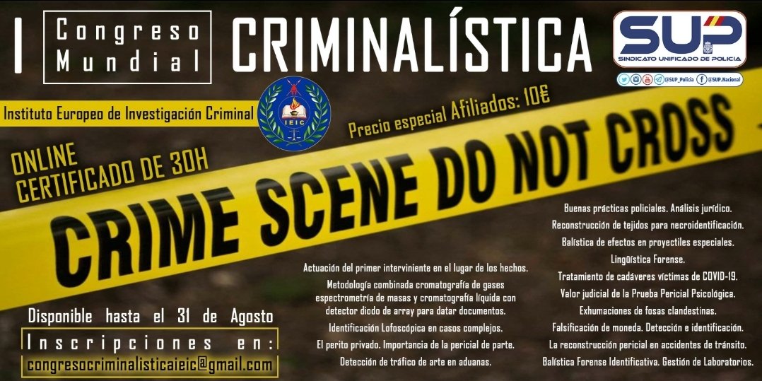😎Si no pudiste asistir, <a href="/Sup_Policia/">SUP</a>
consigue ampliar el plazo para que puedas acceder cuando mejor te venga al I Congreso Mundial de #Criminalistica con <a href="/de_europeo/">Instituto europeo de Investigación Criminal</a>
👨‍💻En nuestra web⤵️
supformacion.es/i-congreso-mun…
😃Disponible para afiliados hasta el 31 de agosto
#SupLiderEnFormacion