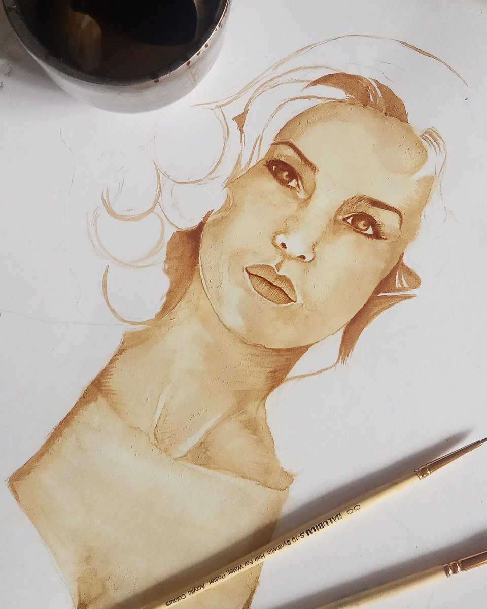 GoldenArts7's tweet photo. Comming up soon Coffee Portrait Painting of Monica Bellucci as Malena 
#MonicaBellucci #MALENA #italianart #art #artist #artwork #ArtistOnTwitter #coffee #coffeepainting #coffeeart #NescafeBlendAndBrew #portrait #portraitpainting #drawing #draw #drawthisinyourstylechallenge https://t.co/BjvRagzBCa
