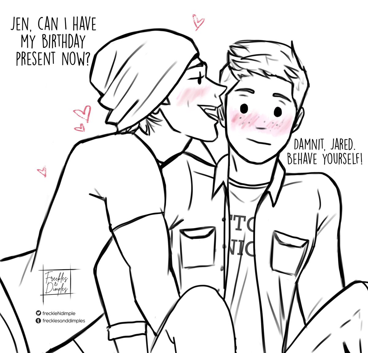 freckleNdimple's tweet photo. Birthday boy 🎈🎂 Omega Jared / Alpha Jensen. 
Color version and wolf tail on Patreon.
https://t.co/jFTBtkyy5q 

#j2 https://t.co/P4Eg3pmnBH
