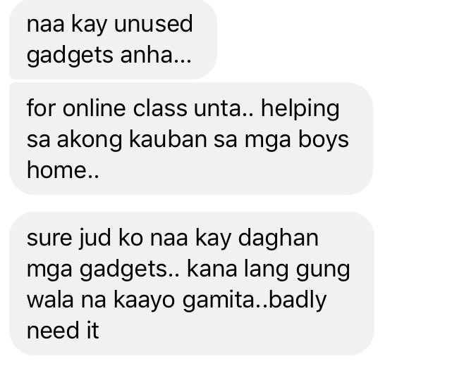 joannemariiie's tweet photo. Hi guys! Some of you kay kahibaw unsa work sa akong mom and tungod ana kay nakoy kaila from other centers/orphanages, unfortunately kay gi close daw ang Don Bosco Boys Home - Liloan ron and dili na stay in ang mga bata nila ddto, and they need gadgets for their online classes - https://t.co/rp8LqgKFca