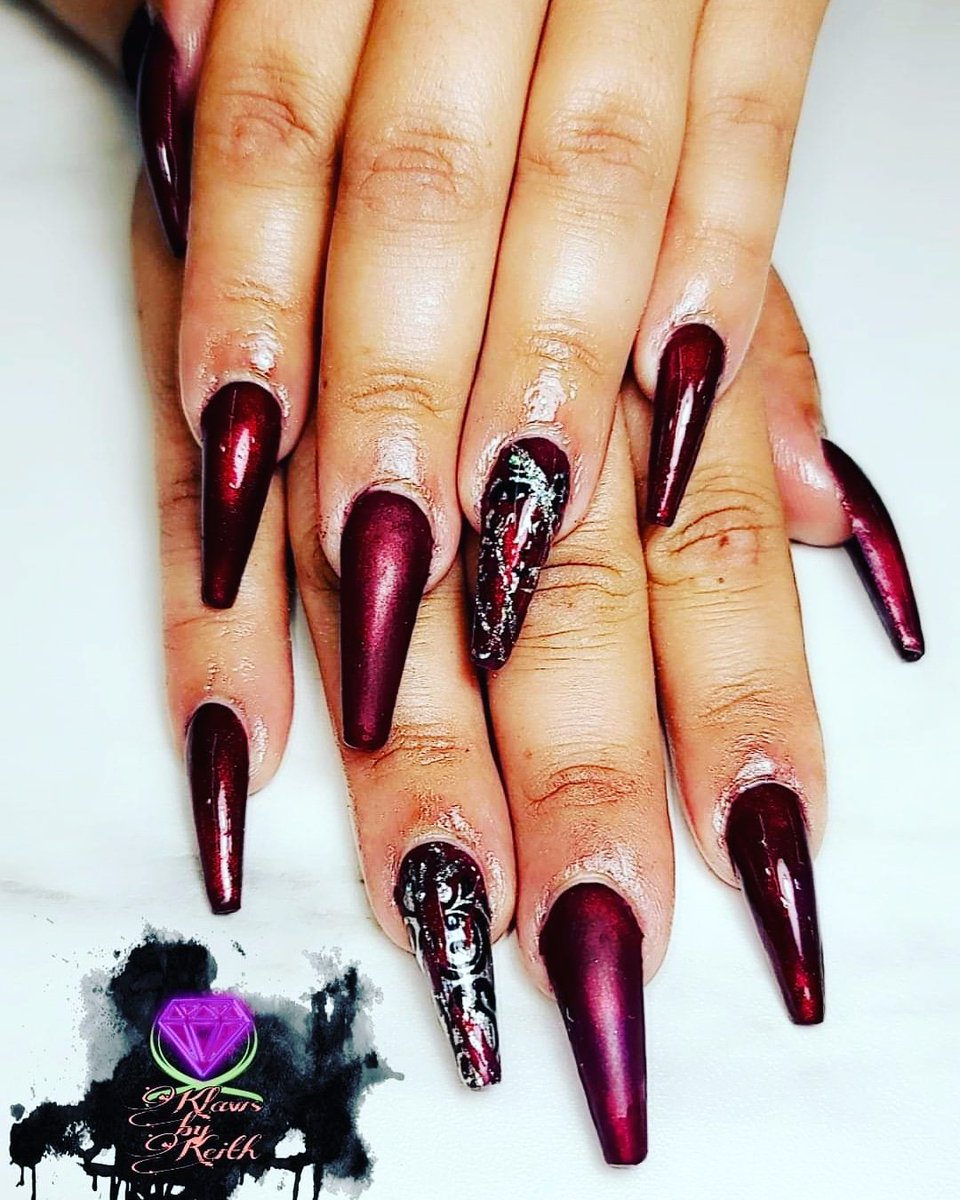 klawsbykeith's tweet photo. Burgundy badass #klawsbykeith #nickysbeautybar #floridanails https://t.co/x8UwFjlvgg