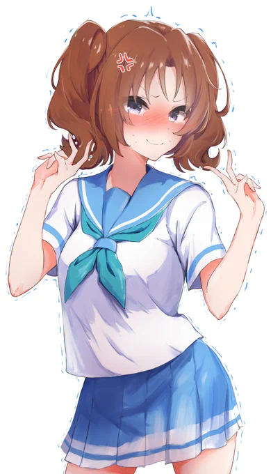 罰ゲームでツインテダブルピースさせられてる夏紀 