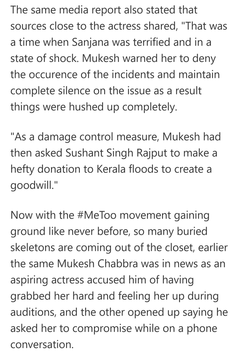 What followed on Oct 19 2018 was disgusting. The articles that came out talked about Sushant using power to silence Sanjana and what's worse? It further detailed the fake metoo allegations to make it more believable. It was sick. Wonder who was so hell bent on ruining SSR image?