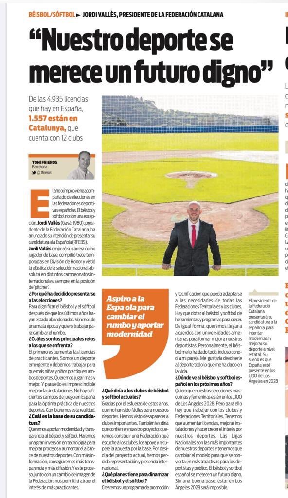 Jordi Vallès, presidente de la FCBS, ha anunciado su intención de presentar su candidatura a la RFEBS. 
Jordi expone que: “Nuestro deporte se merece un futuro digno” y “Aspiro a la Española para cambiar el rumbo y aportar modernidad”.
Hoy en el <a href="/sport/">Diario SPORT</a>