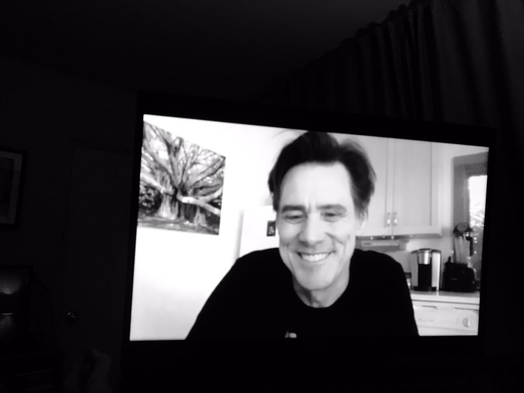 tanzerinwoolf's tweet photo. @JimCarrey, you are radiant, even on a zoom interview with  @FallonTonight. I was thinking there is no one quite like you, and how lucky we are there is a you, in the world and in film. Can’t wait to read your book. https://t.co/PaspxaOSnm