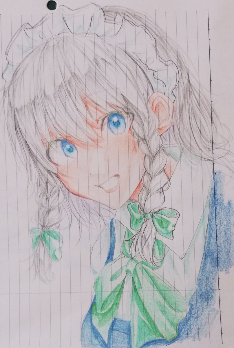 roi_A00's tweet photo. 色鉛筆で咲夜さん_✍ https://t.co/AnRCBXzSqy