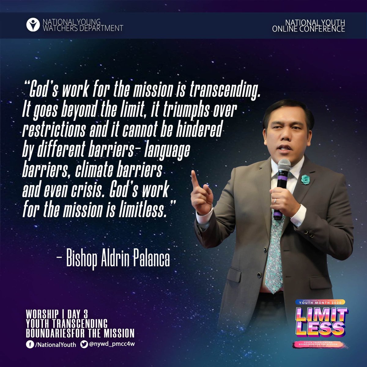 iywd_4w's tweet photo. We bring back all the glory unto God as we conclude our National Youth Online Conference! The equipping words of God preached by His sent ones will always serve as our guiding light in bettering our service unto Him.
#NationalYouthOnline #YouthMonth2020 #YWLimitless #NYWD #PMCC4W https://t.co/eLQ6NKs8lL