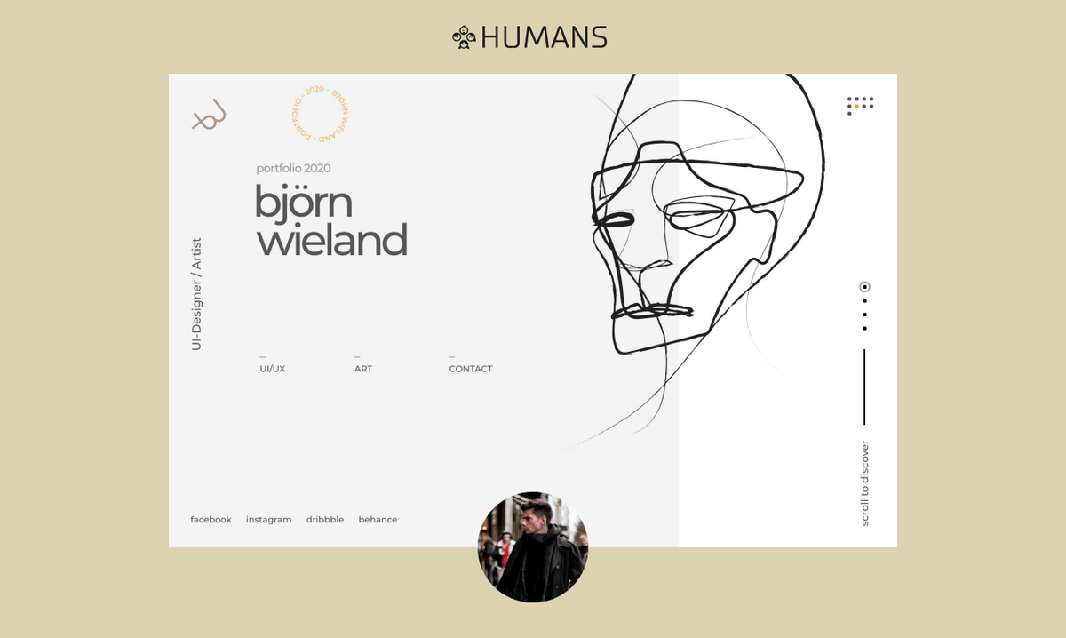 HumansFyi's tweet photo. 👋
Our featured personal site of the day goes to UI/UX-Designer &amp; Frontend Developer Björn Wieland (@b_w89).
It's a beautiful portfolio showcasing his varied design work and illustrations.
Check it out 👉https://t.co/0aGWLf54to
#featured #humans #vueJS https://t.co/1Klor9coF1