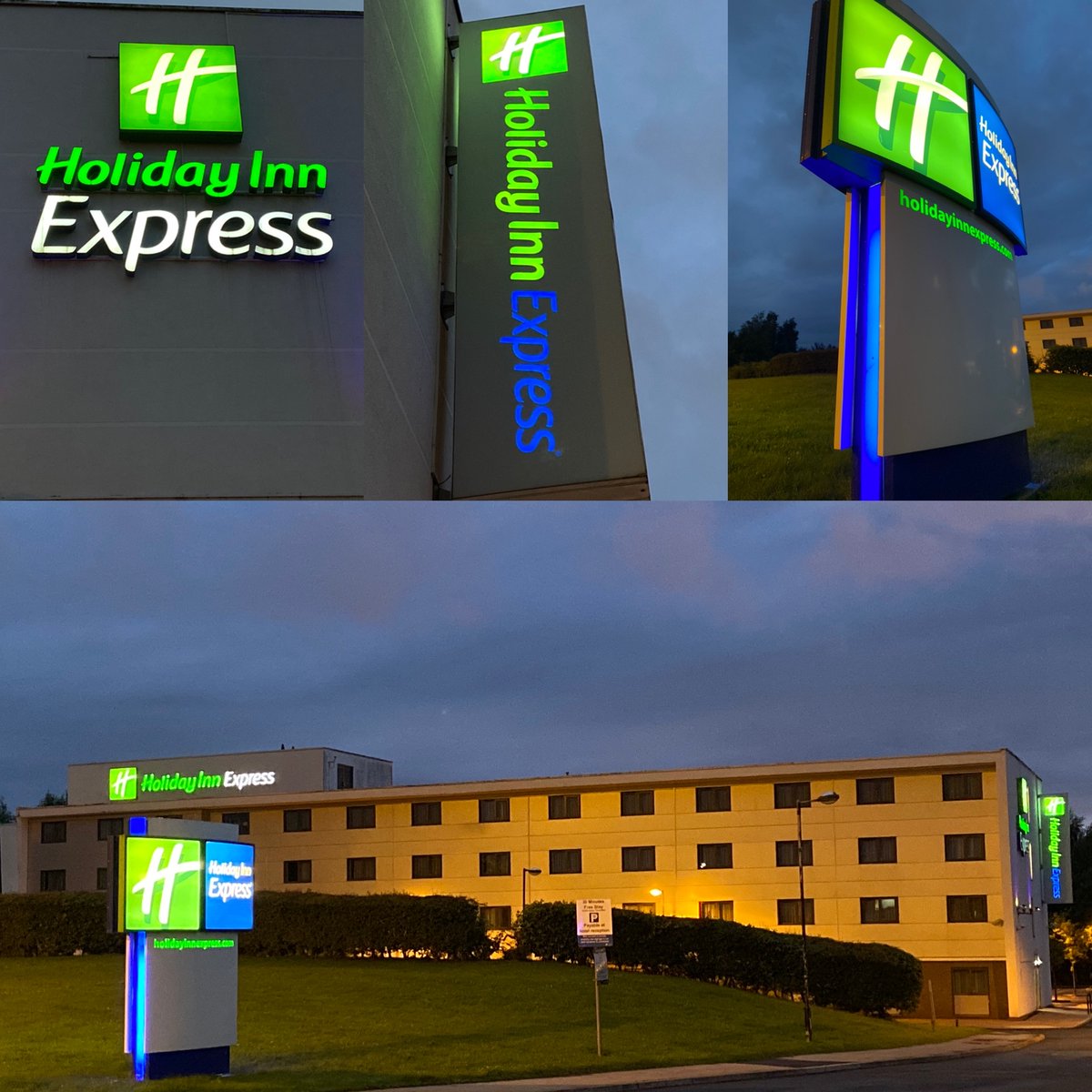 After 118 days of being closed, it was nice to see the hotel light up again last night! We’ll be welcoming our first guests on monday... don’t forget to book your room at hiexpress.com/manchesteraprt #blueisback #manchester #manchesterairport #ilovemcr #ihg #bethereIRL #airporthotel