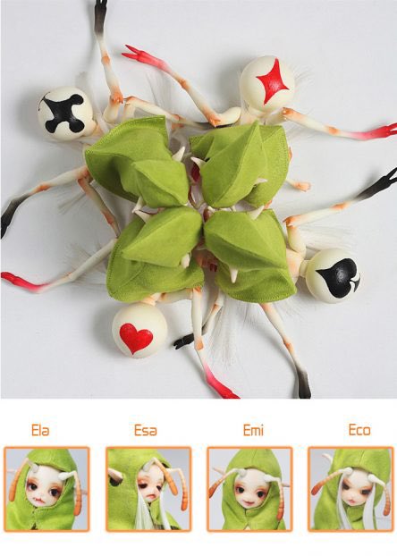 LIN_dcdz's tweet photo. 【dollchateau】
期間限定で🐜Ants(Ela/Esa/Emi/Eco)の再販受注を致します🍬
4匹とも表情豊かに個性的で可愛いのでお見逃し無く😘
＊受注期間は8月31日まで

・Antsを本体もしくはフルセットでご注文の場合は表示価格より12％offです。

詳しくはこちら👉 https://t.co/8QhO8fFfWE

#dollchateau https://t.co/ei8mexD3GK