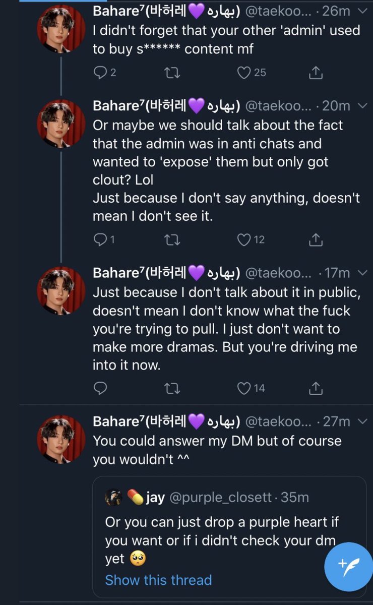 Also interesting how they previously admitted that they know all ssng accounts. Someone also dm’ed us this screenshot of problematic tkk_lives also ranting about jay once and implicating that the other admin was also buying ssng content.