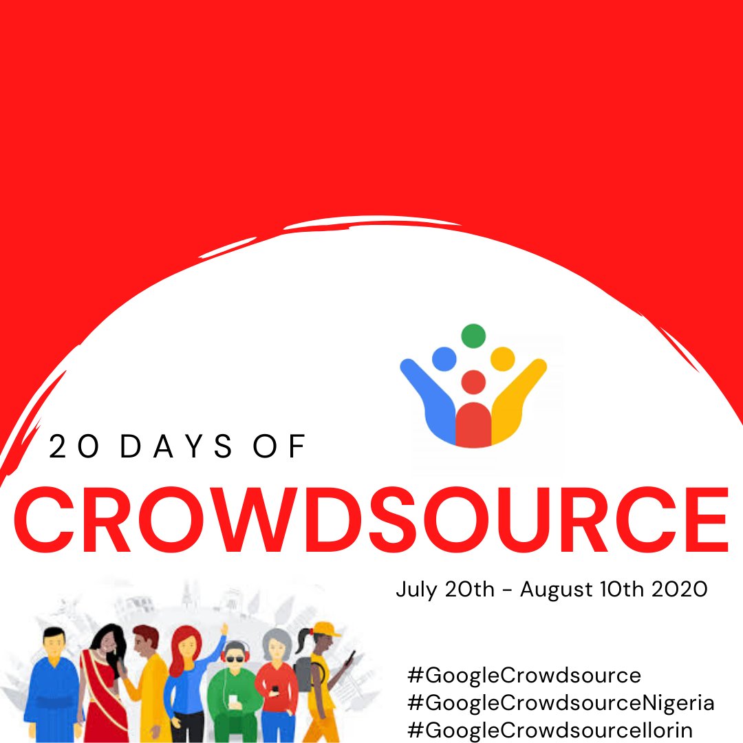 zaarab001's tweet photo. 🙋Contributors

We’re very 💃🕺 to announce #20DaysofCrowdsouce challenge - a fun team activity inviting contributors across Ilorin, Nigeria to contribute on Crowdsource over 20-day period.

#GoogleCrowdsource #GoogleCrowdsourceNigeria #GoogleCrowdsourceIlorin https://t.co/GH6ptHsqqf