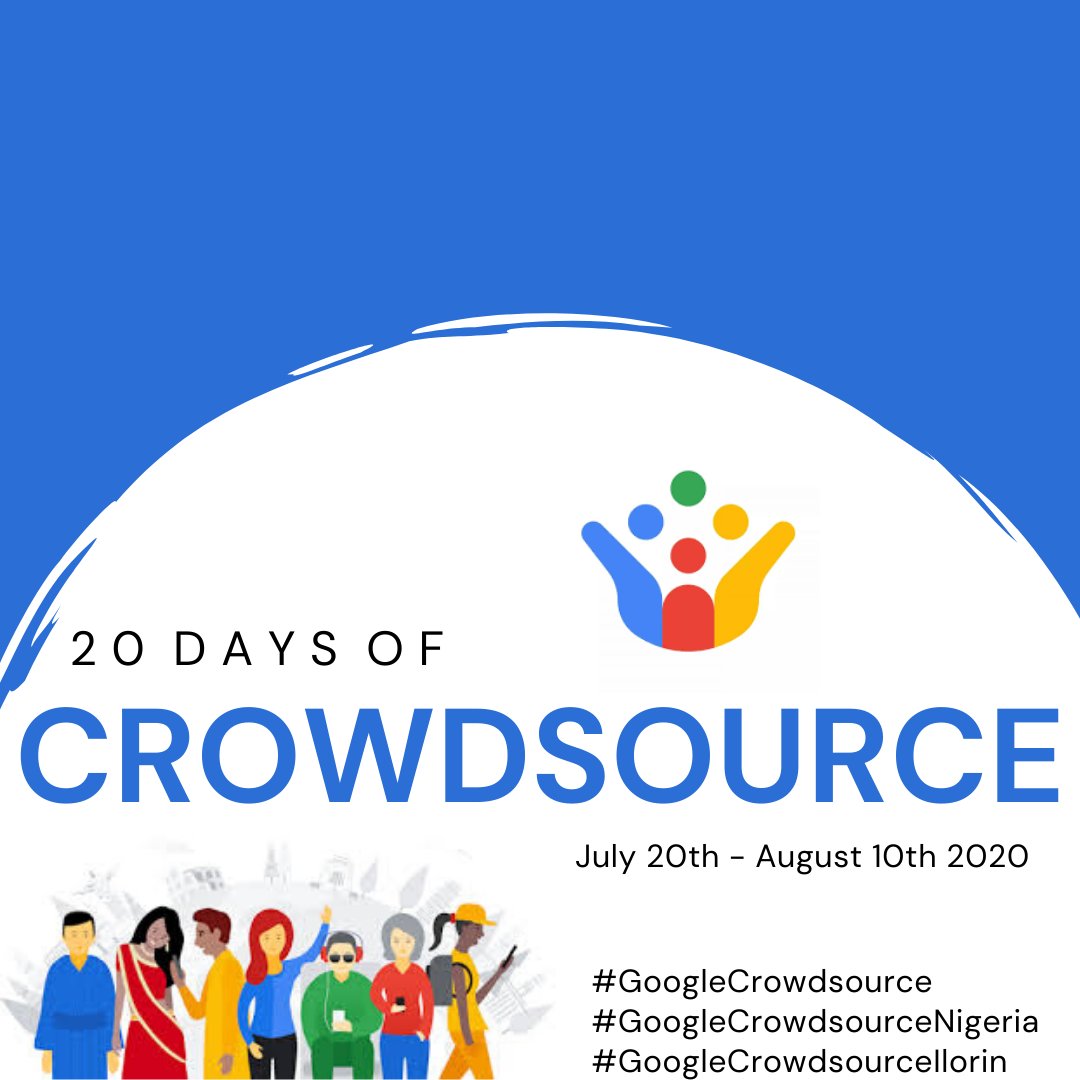 zaarab001's tweet photo. 🙋Contributors

We’re very 💃🕺 to announce #20DaysofCrowdsouce challenge - a fun team activity inviting contributors across Ilorin, Nigeria to contribute on Crowdsource over 20-day period.

#GoogleCrowdsource #GoogleCrowdsourceNigeria #GoogleCrowdsourceIlorin https://t.co/GH6ptHsqqf