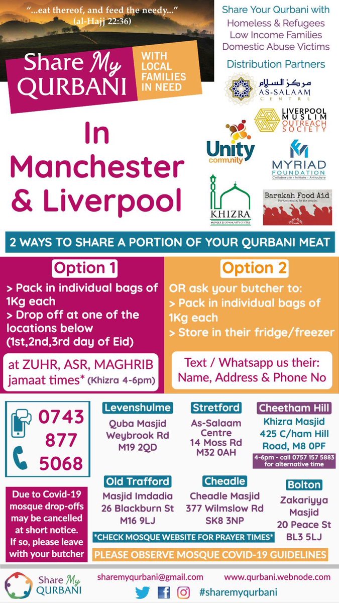 MyQurbani's tweet photo. @Niamatullah We are back this year! Please support our worthy cause - help us distribute 1kg of meat for local families in need this #Eid. Please Retweet and support our cause! #ShareMyQurbani #Manchester #FeedManchester https://t.co/wqpX3x2JfV