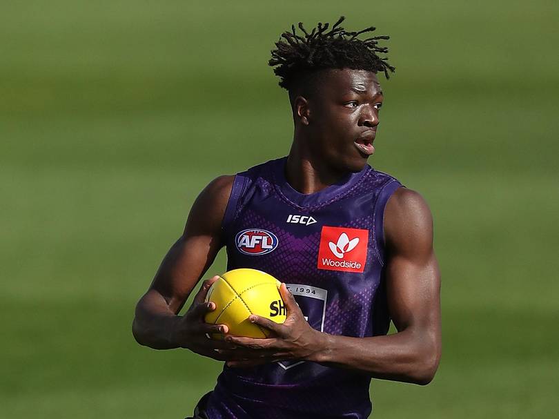 afldiversity's tweet photo. How exciting is this!
#MichaelFrederick, another #SouthSudanese origin #multicultural player making debut as #AFL player tonight. 
Wish him the very best for his first @AFL game :-)
@freodockers 
#AFLFreoEagles 
Read his interview ahead of debut here - 
https://t.co/oDxLRLT5ye https://t.co/0ZmBJVJqC0