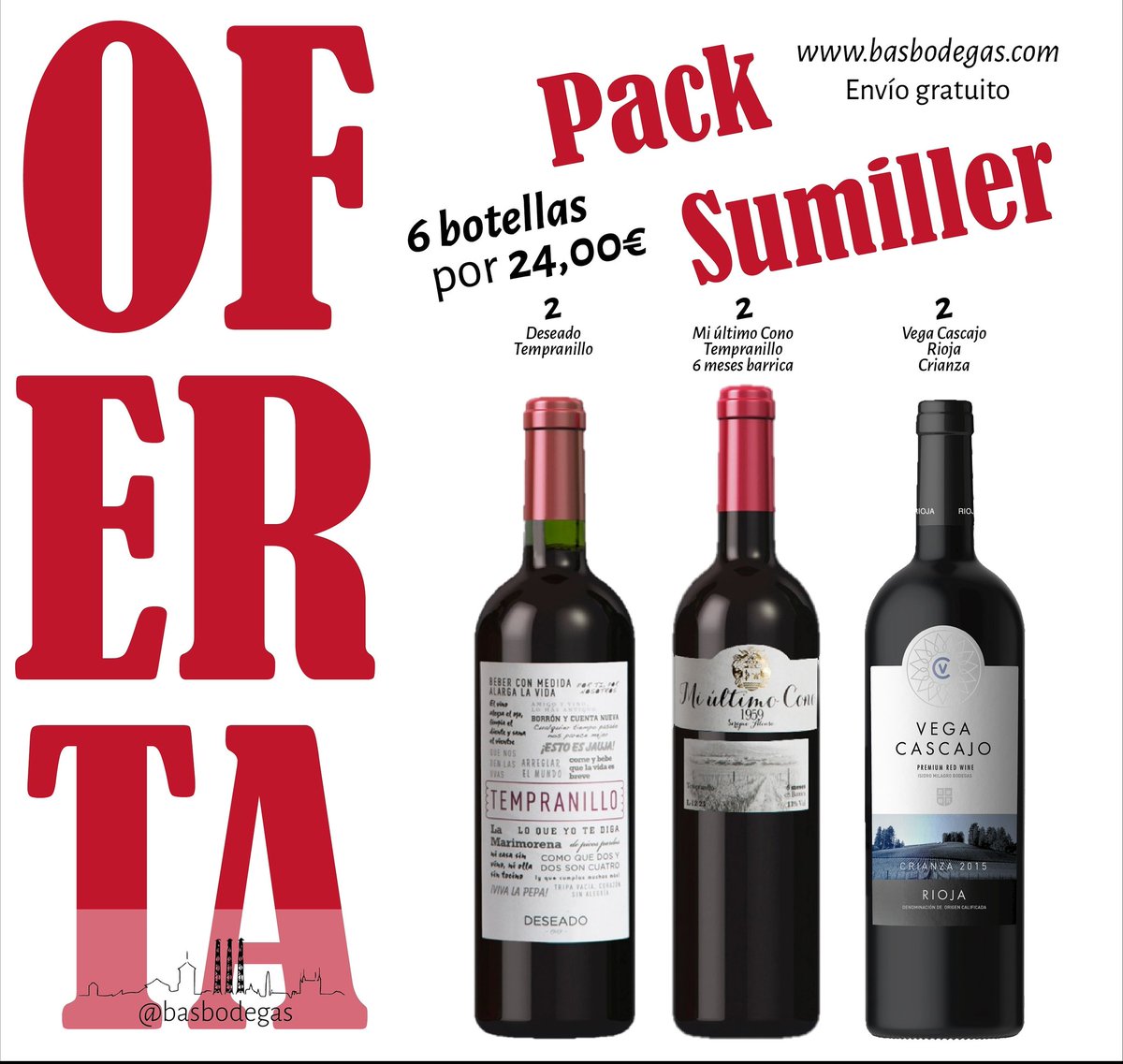 BasBodegas's tweet photo. Para los paladares más exigentes... Nuestro Pack #Sumiller, a un precio inigualable.  Estrena verano 🌅 a la altura de los mejores vinos 🍷 #BASBodegas ➡️ https://t.co/VWRJfHoGFP 🌐
🔝🍷🔝
#DeseadoTemparanillo #MiUltimoCono #Rioja #summer #photography #Spain https://t.co/vAlzxZQhmo