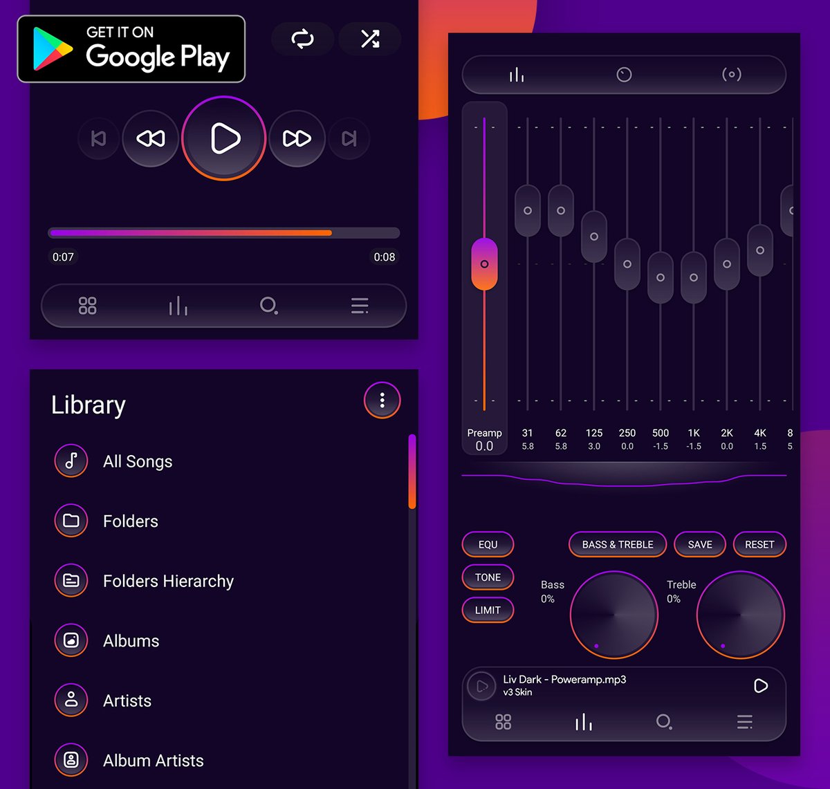 John Xionidis Liv Dark Standalone Poweramp V3 Skin Is Now Live On Google Playstore Get It Here T Co Bm26vdpbdi Shares And Retweets Are Welcomed Also Don T Forget To Leave A Rating