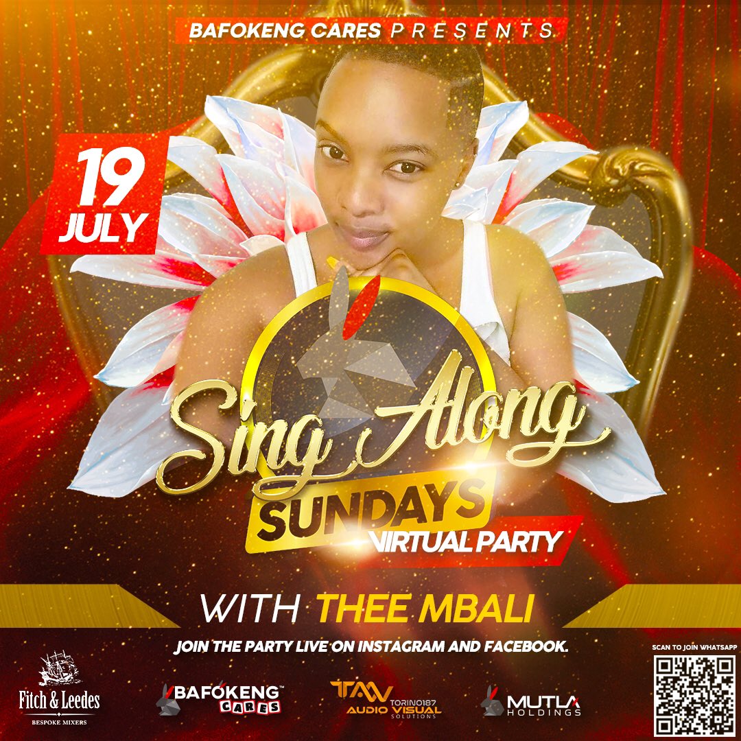 bafokeng_corner's tweet photo. We have Thee Mbali for the first segment of the live , giving you the Good Soul and R&amp;B . We love the movemt #VirtualParty #SingAlongSunday https://t.co/x0XF8wsCSI