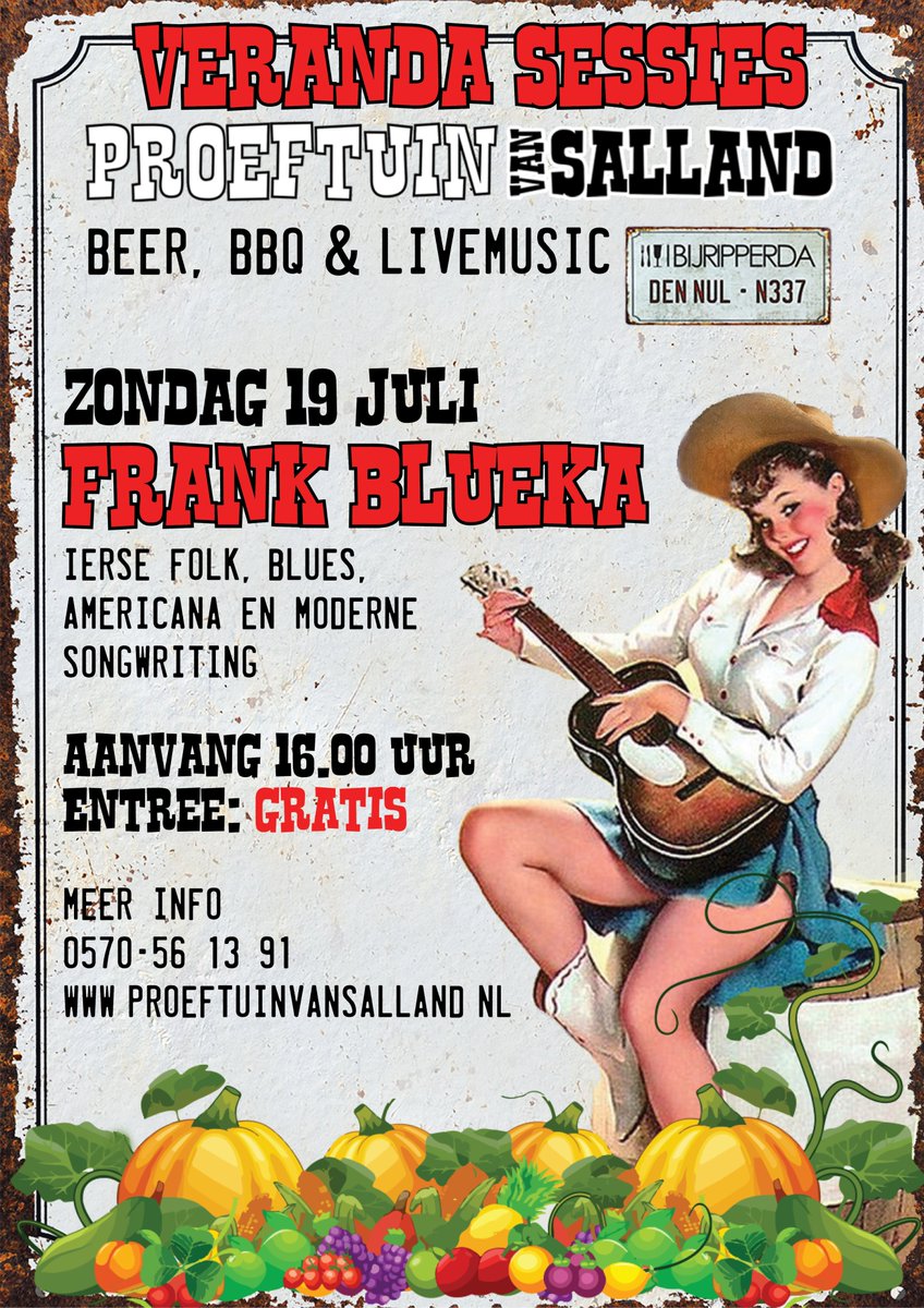 Ingrid_Bosch's tweet photo. Vanmiddag vanaf 16 uur trapt Frank Blueka de Veranda Sessies af bij de Proeftuin van Salland @BIJRipperda #DenNul @GemOlstWijhe
#Beer #BBQ & #LiveMusic
Entree gratis! https://t.co/y5KzDUFP0j