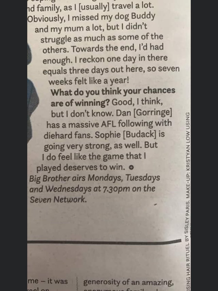 GotSetUp's tweet photo. @bigbrother_au I want Sophie to win #BBAU2020 especially after reading this! https://t.co/4o0NiZfwyw