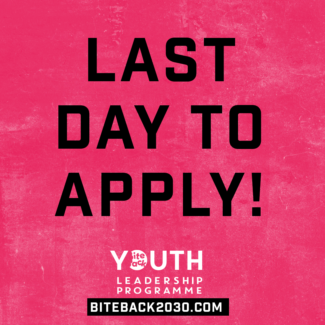 It's your last day to apply to be a #BiteBack2030 Youth Leader! The deadline is midnight tonight. If you're aged 15-18 &amp; believe all young people should have the opportunity to be healthy no matter where they live, apply now! bit.ly/Youth-Leader-A… #youthleaders #foodinequality