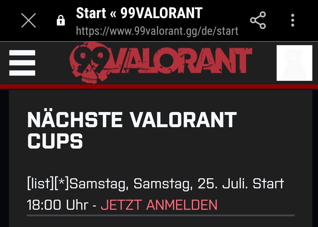 Nächster <a href="/99VALORANT/">99VALORANT</a> Cup! 🏆

➡️ 99valorant.gg/de/leagues/VAL…

#️⃣ #Valorant #Turnier #Cup #ValorantTurniere #ValorantTurnier #gaming #Esports