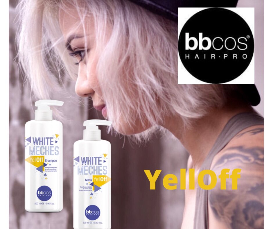 bbcosuk's tweet photo. Try yellOff shampoo after bleaching to neutralise unwanted yellow tones
WHITE MECHES
YellOff shampoo and conditioning Mask
Specific formulation for bleached, light blonde and gray colored hair. #bbcosuk #noyellowshampoo #noyellowconditioner #haircolor #haircolour #blondehair https://t.co/E7Bg6t1rSq