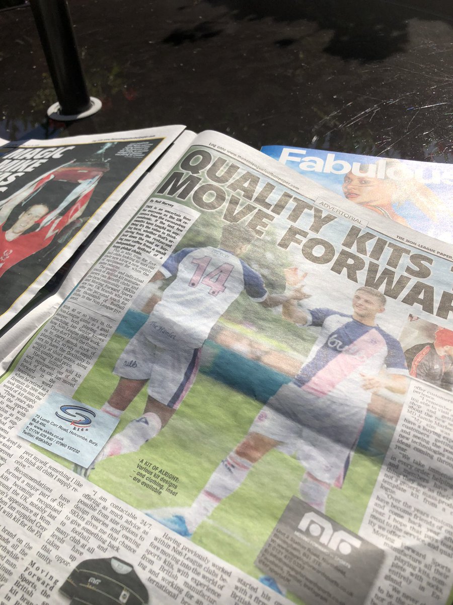 SKkits2's tweet photo. Standard Sunday morning read in the @NonLeaguePaper, interesting article on UK Manufactured kits!! https://t.co/YvnpEF8sza