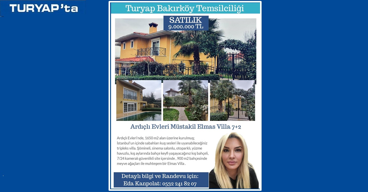 Turyap Bakırköy temsilciliği'nden Ardıçlı Evleri'nde satılık müstakil vill. Turyap Bakırköy temsilciliği ile daha bir çok projeden özel avantajlarla , kira garantili ev sahibi olun. Turyap Bakırköy 35 yıllık tecrübesi ve dev kadrosu ile sizlere hizmet vermekten gurur duyuyor.