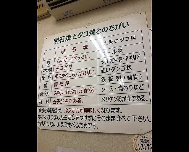 明石焼きとたこ焼きの違い、説明するための解説ボードが話題ｗｗｗ