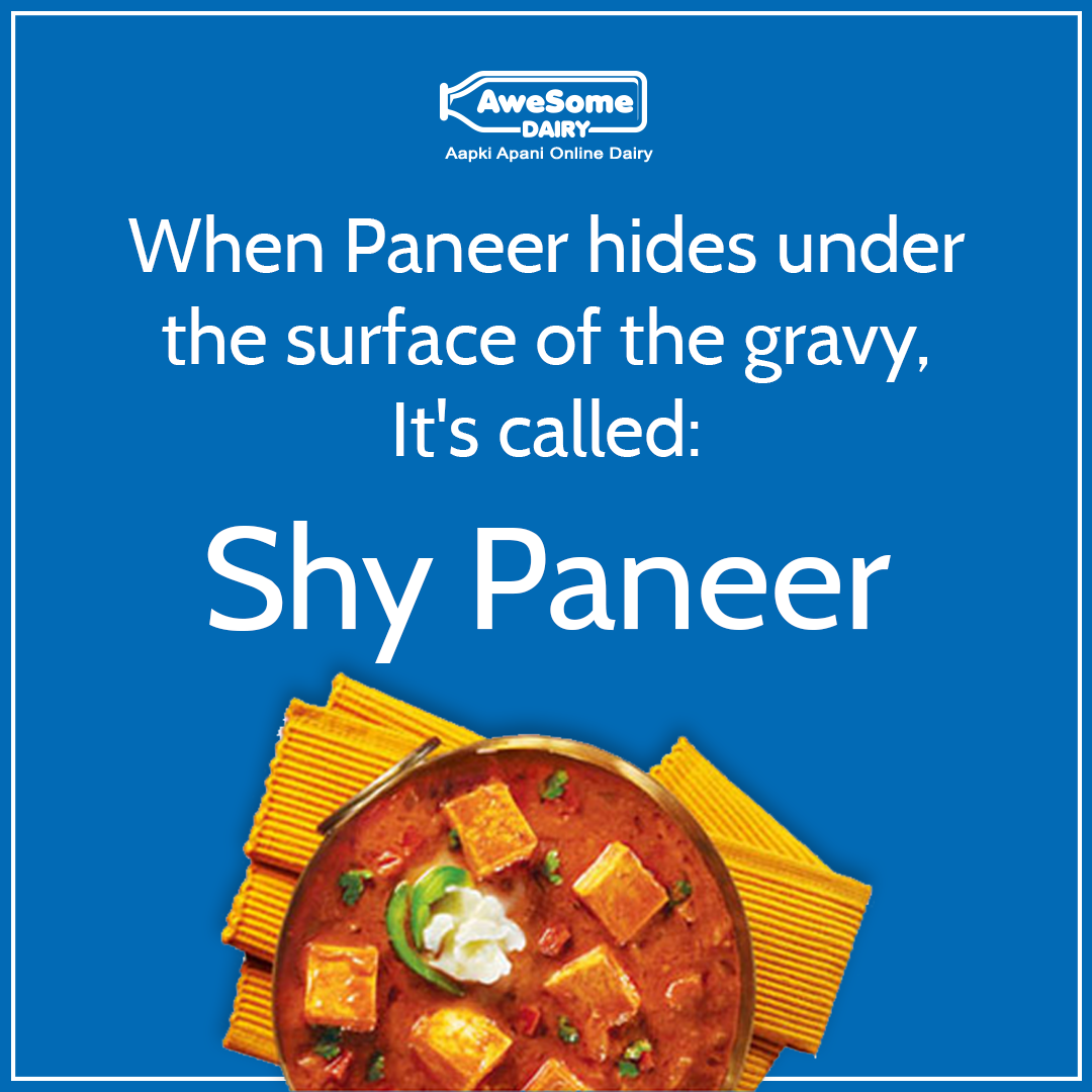 AwesomeDairyIN's tweet photo. Shy Paneer!  😉
.
.
.
.
.
#foodlover #foodmeme #paneereciepe #shahipaneer #foodie https://t.co/aGedJge7Z9