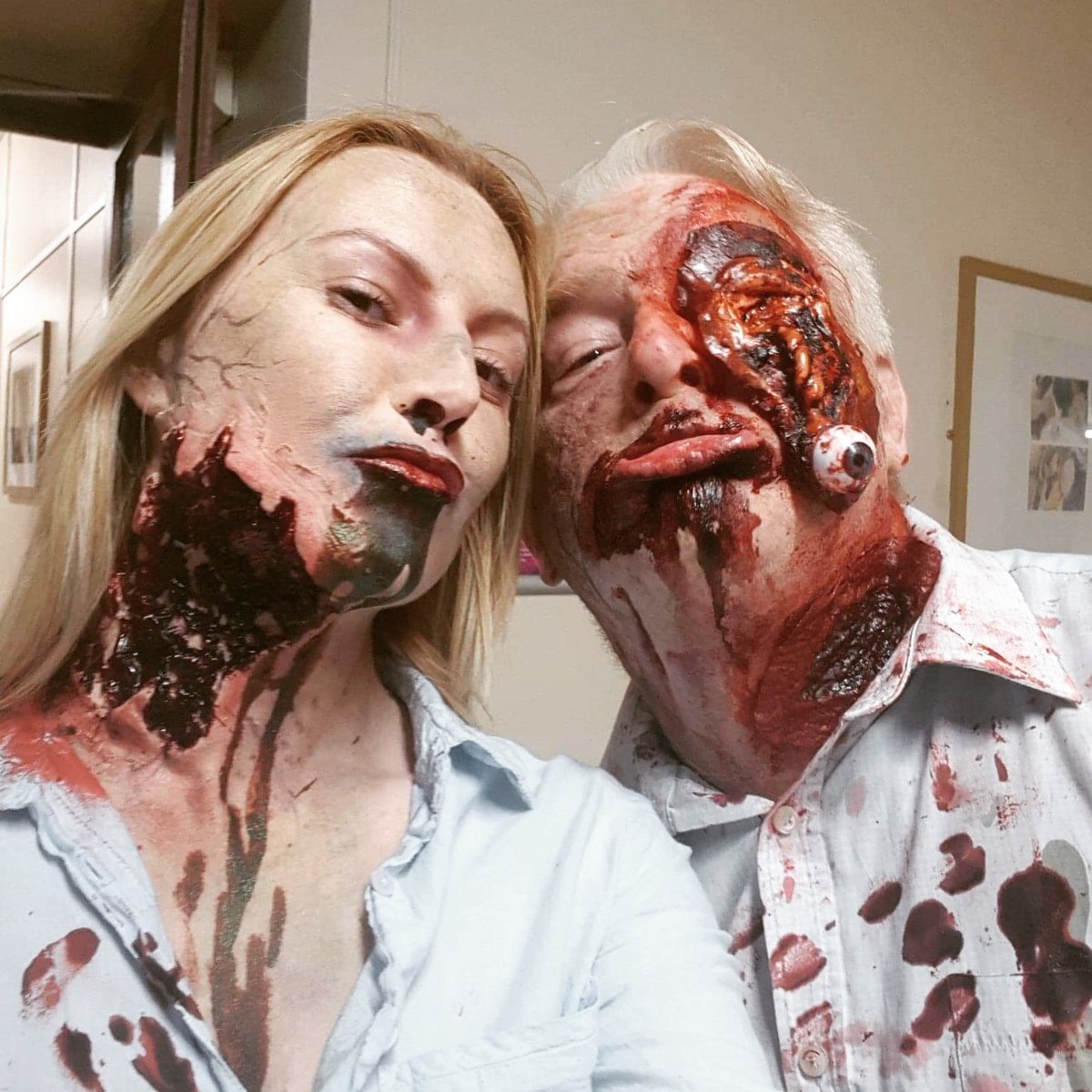 TheRageFilm2's tweet photo. A few bts pics from the rage part 2. Two Ragers ready for a very bloody action scene. Rehearsing in a lift and getting trapped in a lab once more #theragefilms #acting #horrorfan #sfxmakeup #specialeffectsmakeup #sfx #gopro #supporthorrorfilms @gopro @TheRageFilm2 https://t.co/TlIMV9JT8R