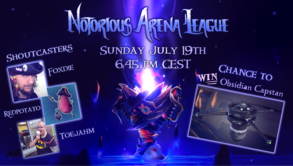 NotoriousArena's tweet photo. Be sure to tune into the return of our EU League today at 6:45pm CEST! The teams are raring to go and keeping battling for the first EU title and prize pool!
https://t.co/gh1RVsfUSK
#SeaOfThieves #EUNAL #SoTArena https://t.co/Wij4Gzwys3