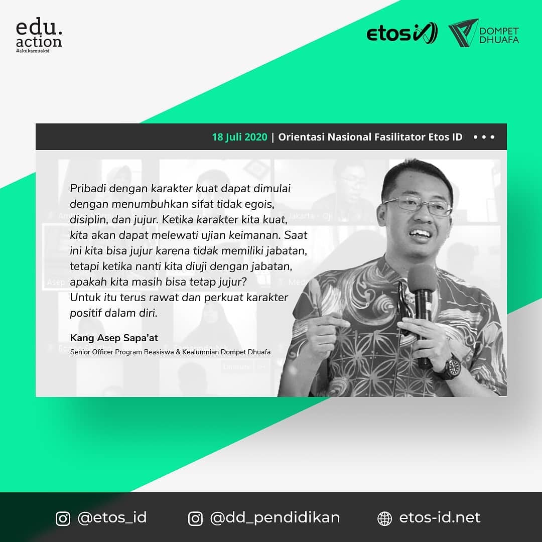 Mendidik karakter diri adalah sepanjang usia hidup. Jika itu belum dilakukan, lakukan saat ini juga. Jangan menunggu esok. Karena kita tak tahu, akankah esok menyapa?